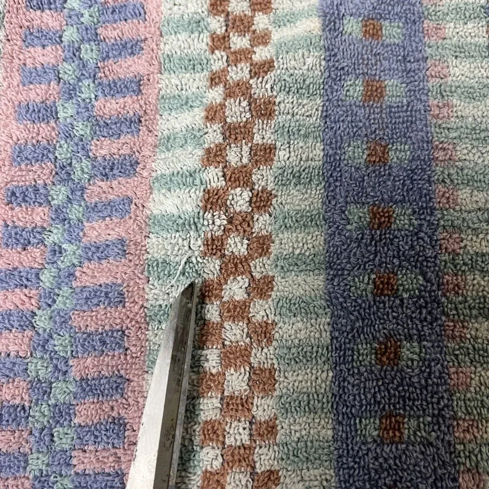 VTG Cannon Royal Family‎ 16x24 Jacquard Hand Towel 70s USA Retro Geometric Boho